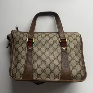 Authentic GUCCI Sherry Line GG Monogram Bag Beige and Brown Monogram Bag